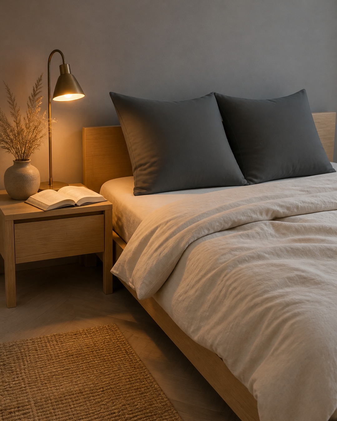 BEDELITE Kissenbezüge 80x80 Set Creme – weiche Bettkissen im Skandinavischen Schlafzimmer-Moodboard