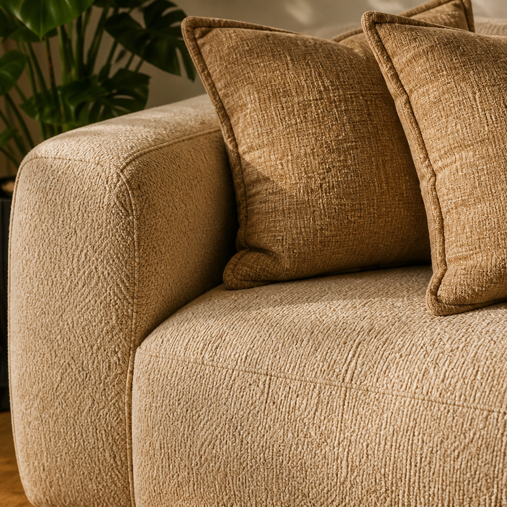 Bouclé Sofa Leinenkissen Modern Warm
