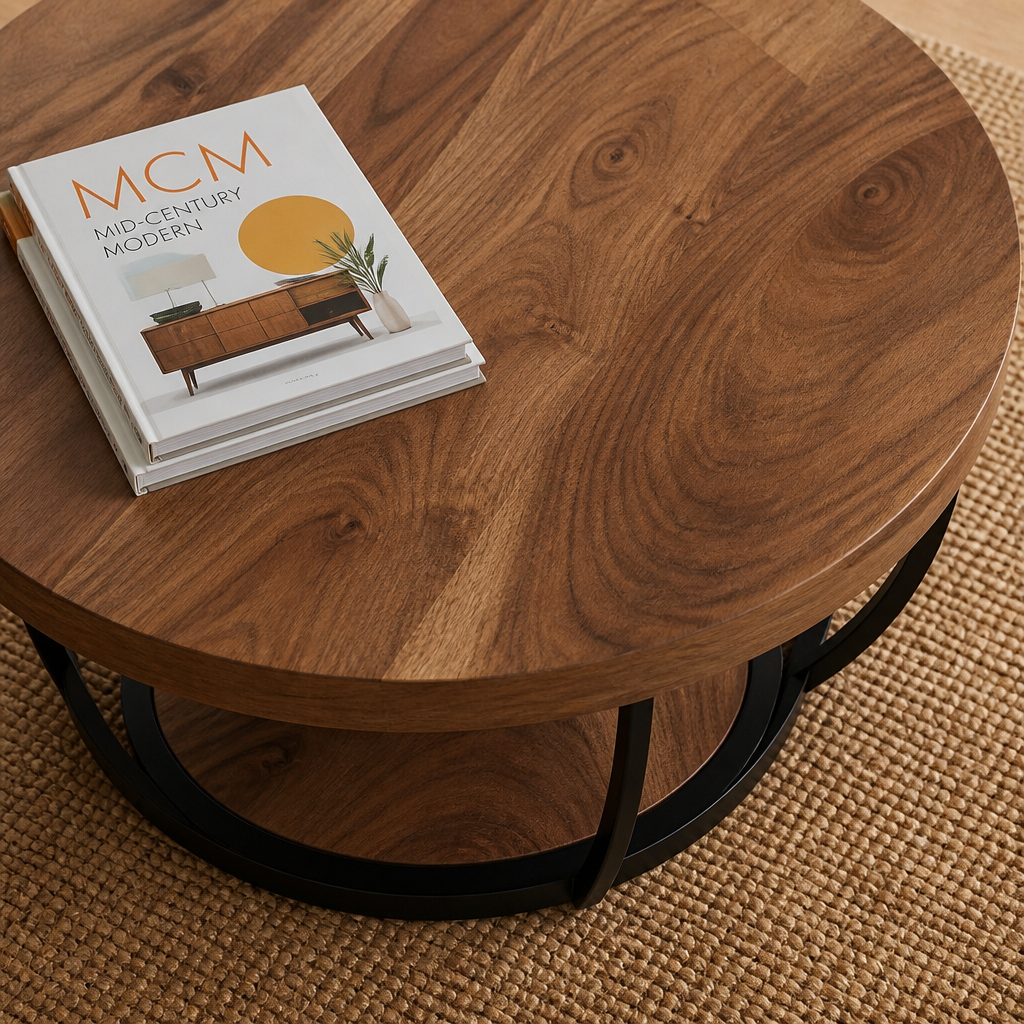 Couchtisch Walnuss Mid-Century Nahaufnahme